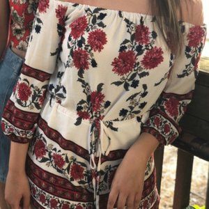 Floral off-the-shoulder romper